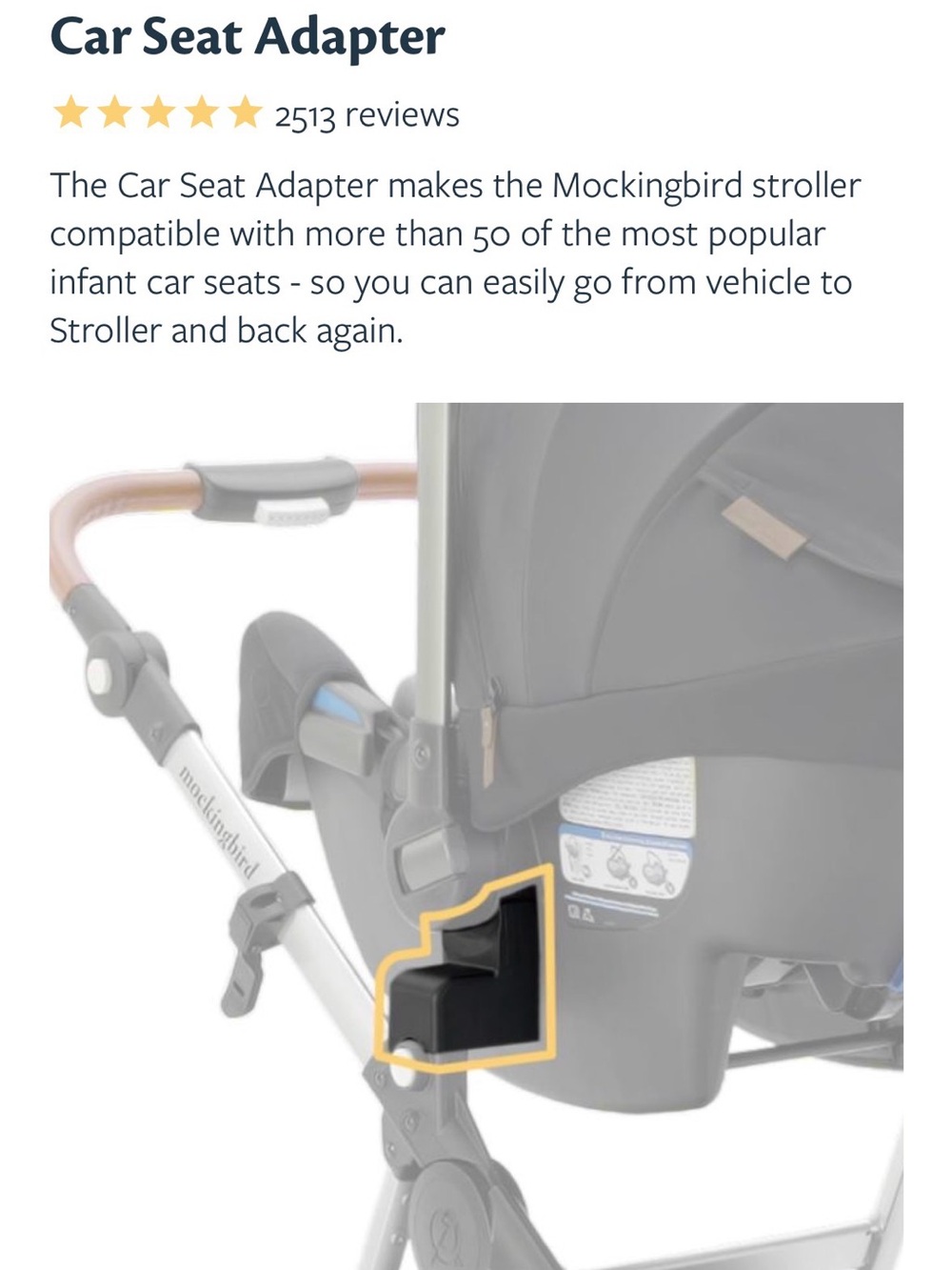 Mockingbird Car Seat Adapter - Black